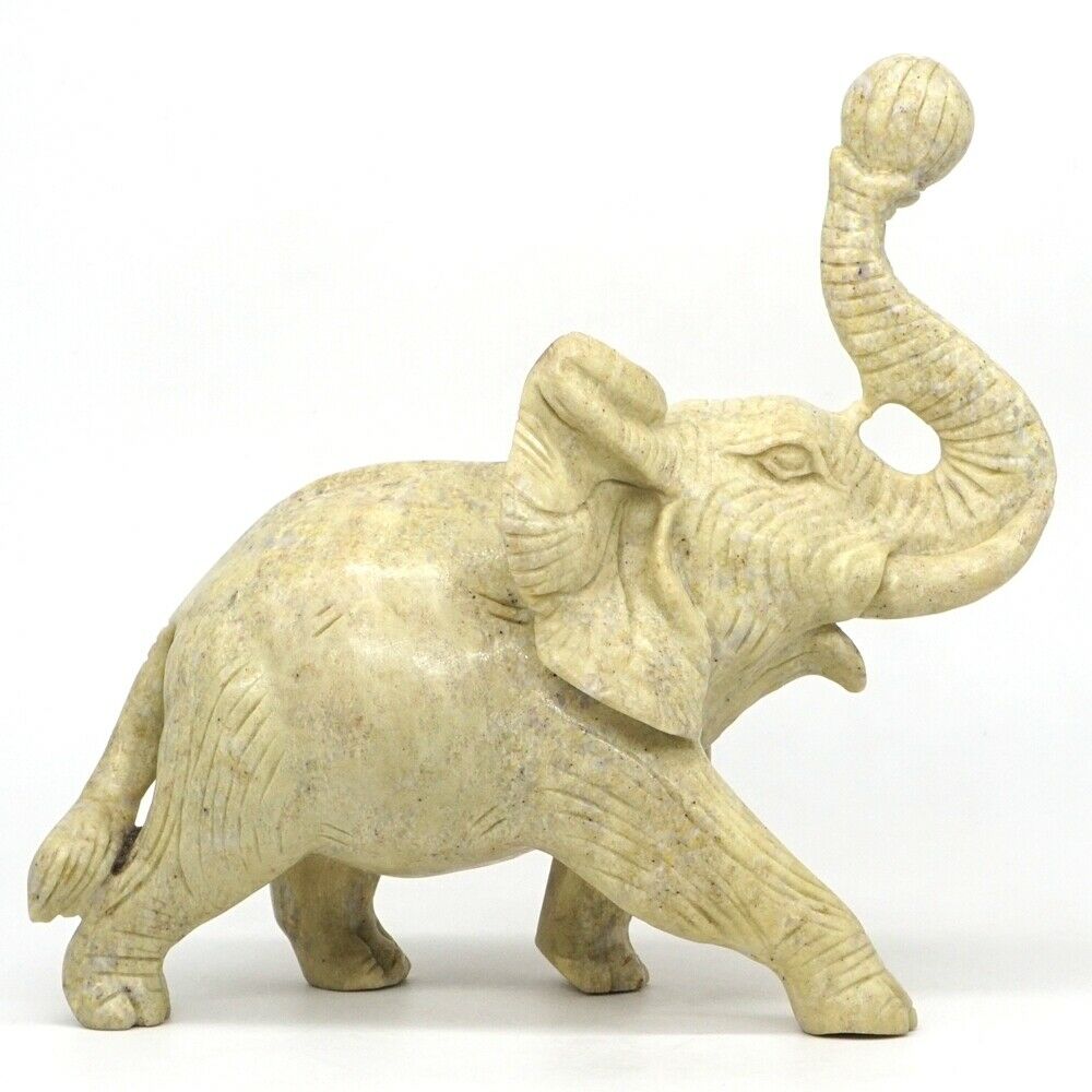 ″ Elephant Statue Natural Gemstone Lemon Jade Crystal Stone Carved  Crafts Animal Figurine Home Decor – 